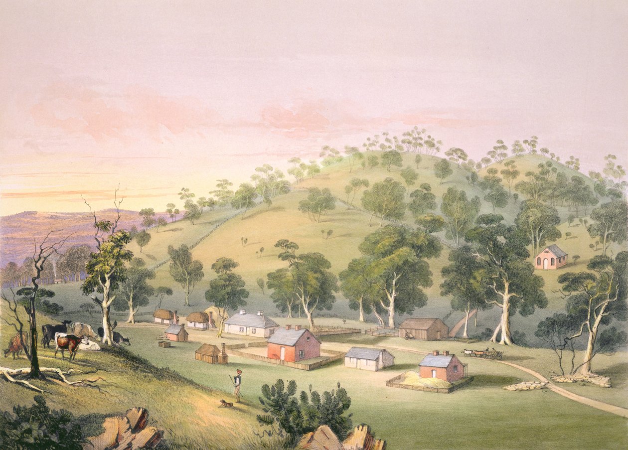 Angaston'da Akşam, Güney Avustralya, 1846 by George French Angas