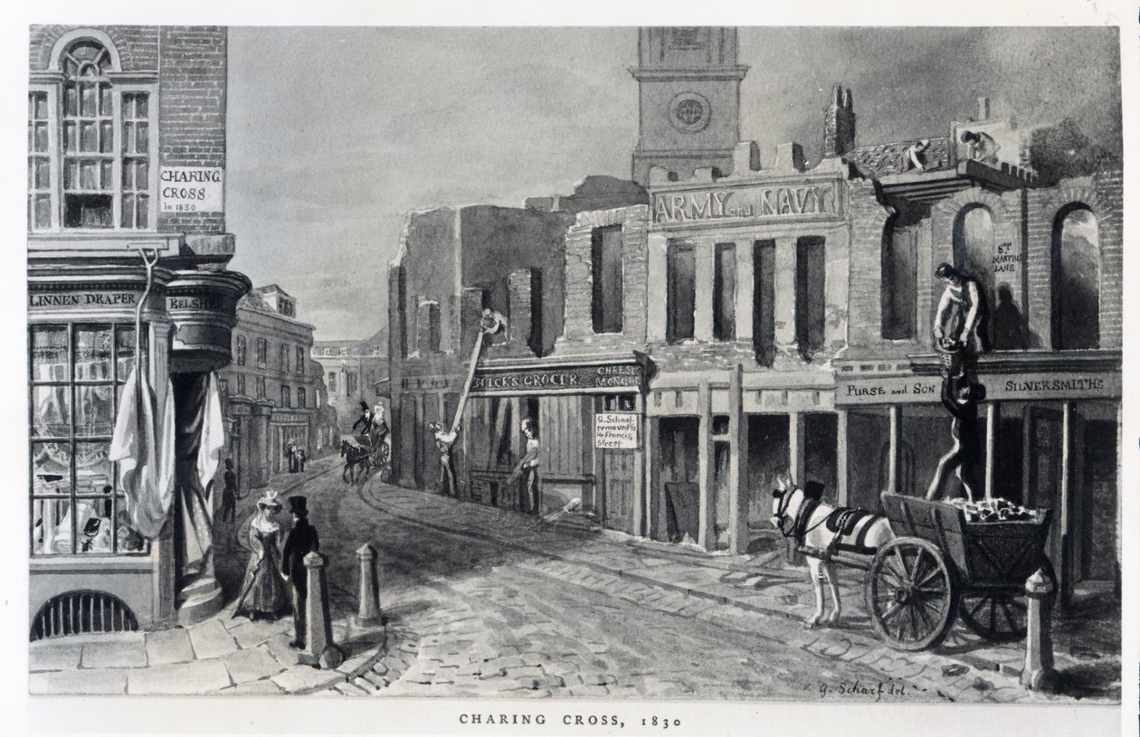 Charing Cross, 1830  by George Snr Scharf