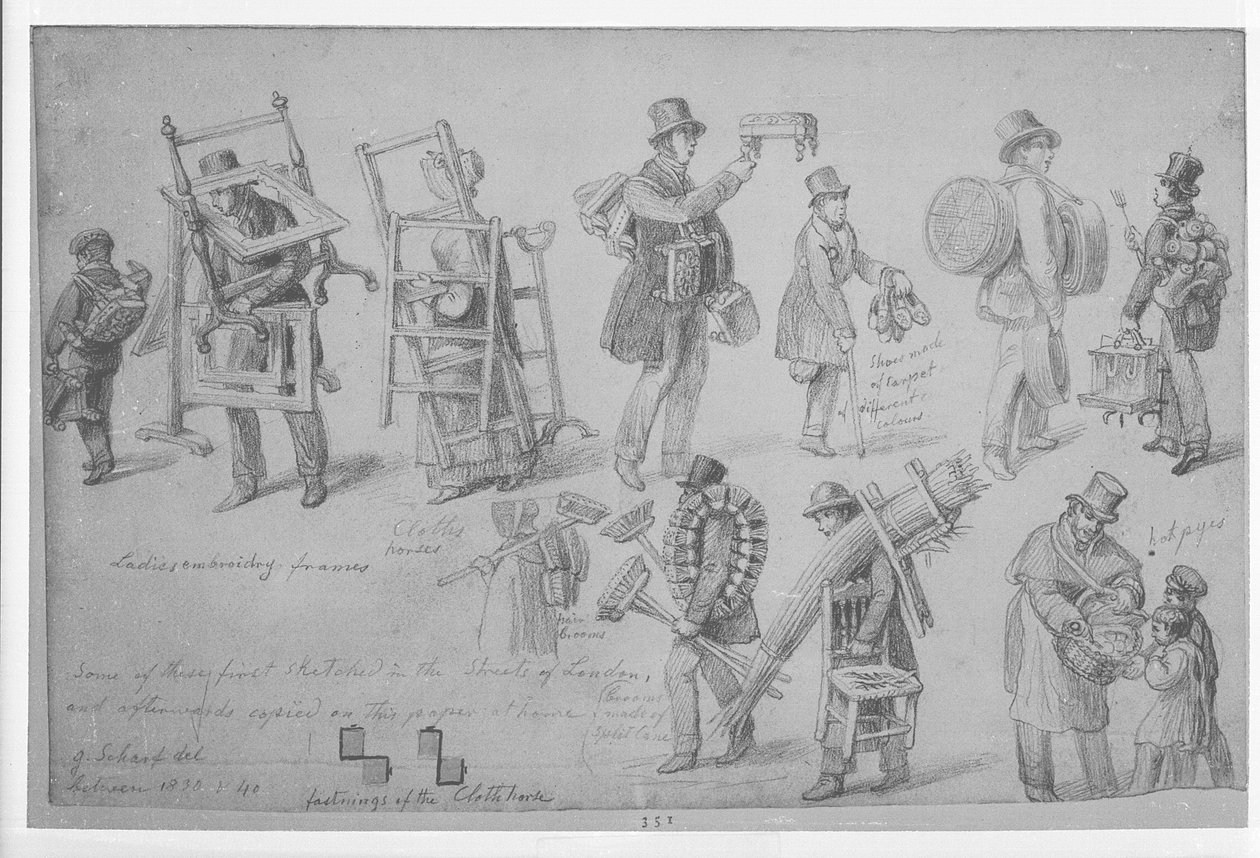 Londra sokak tüccarları, 1830-40 by George Snr Scharf