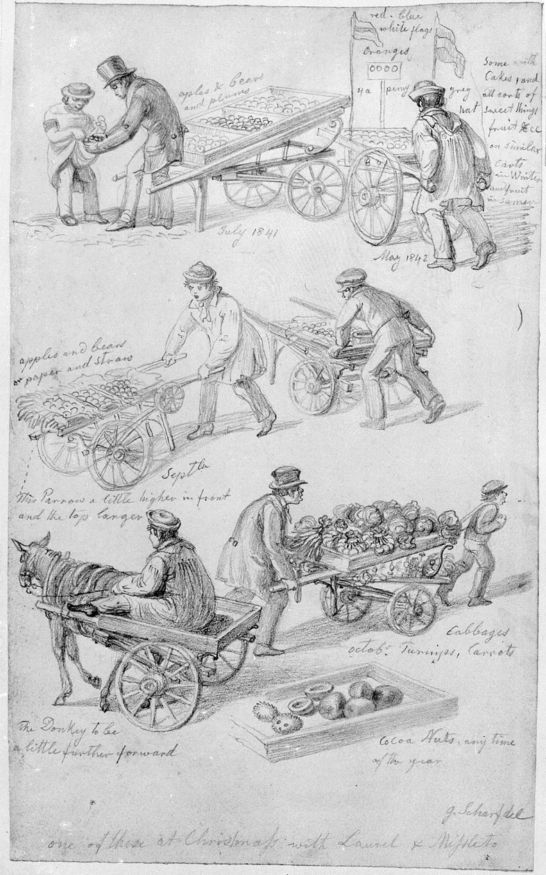 Sokak Tüccarları, Londra, 1842 by George Snr Scharf
