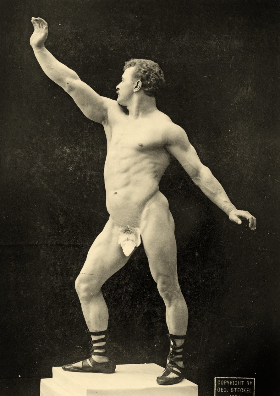 Eugen Sandow, klasik antik Greko-Romen pozunda, 1894 dolayları by George Steckel