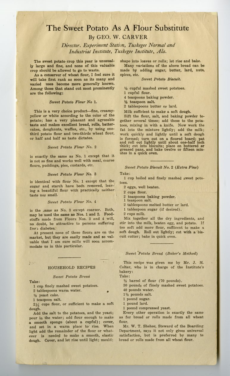 Un yerine kullanılan tatlı patates, c.1915 by George Washington Carver