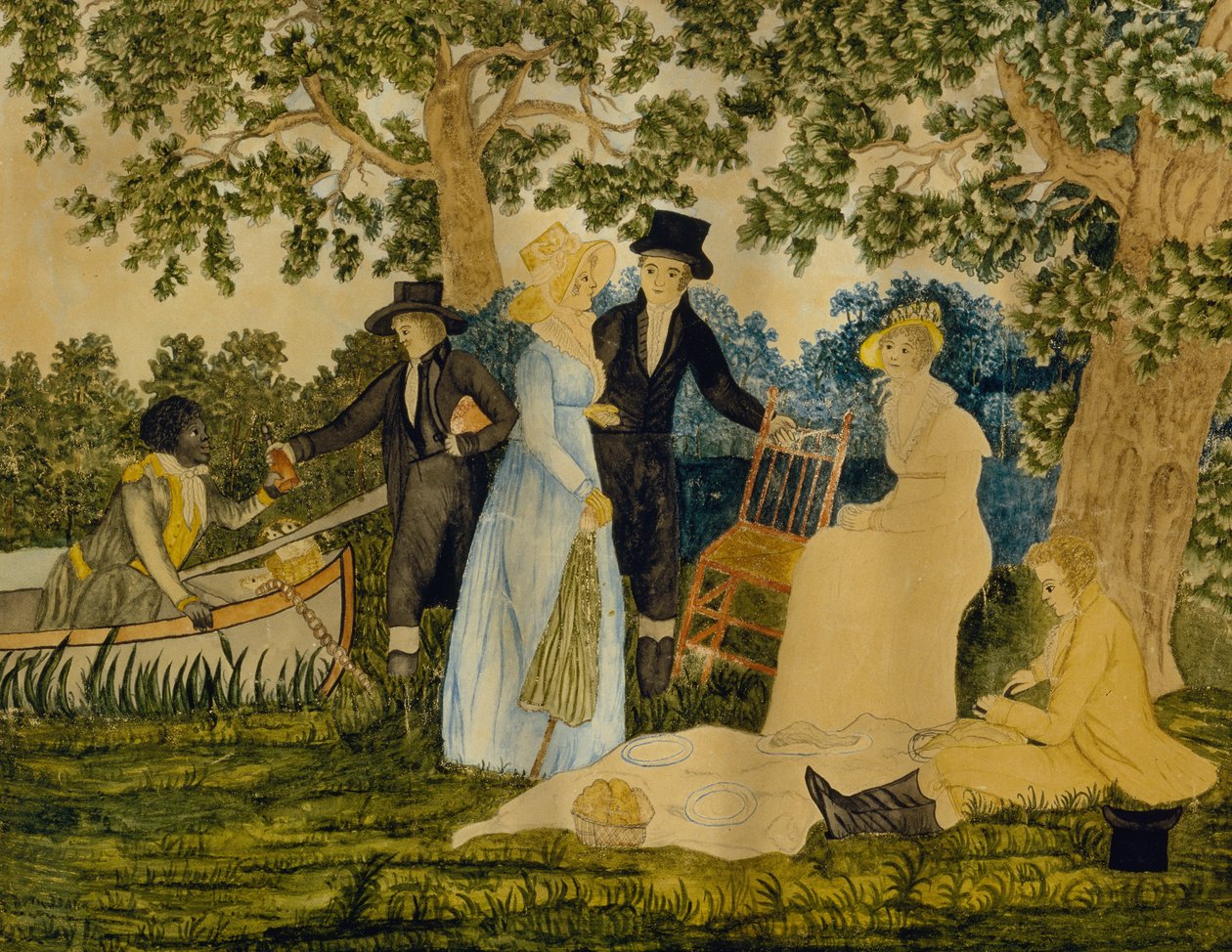 Balık Tutma Partisi, c. 1815 (dokuma kağıt üzerine sulu boya) by George after Morland