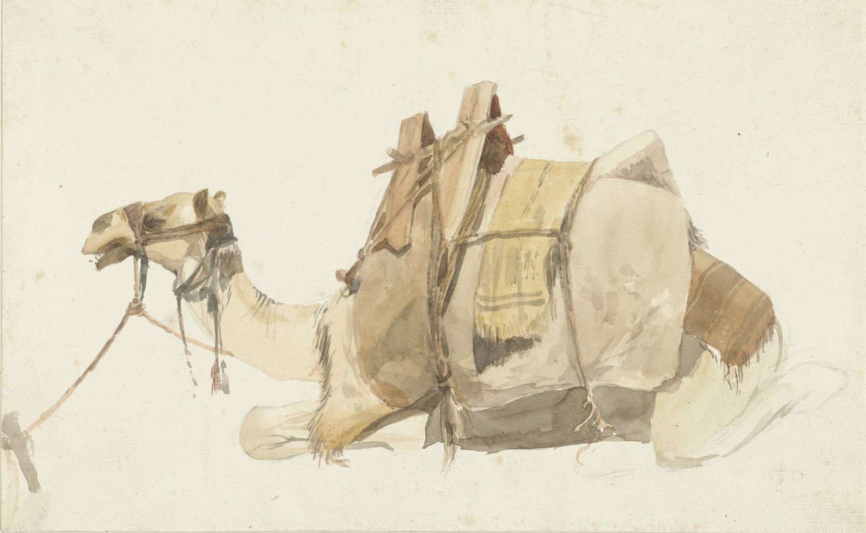 Oturmuş yüklü deve by George Antoine Prosper Marilhat