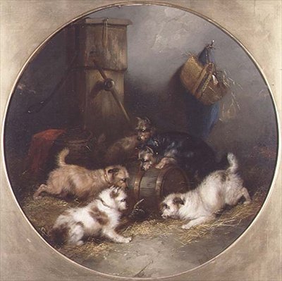Bir Ahırda Sıçrayan Teriyerler by George Armfield