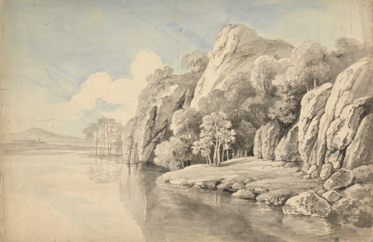 Yüksek Kayalıklı Nehir Kıyısı by George Barret