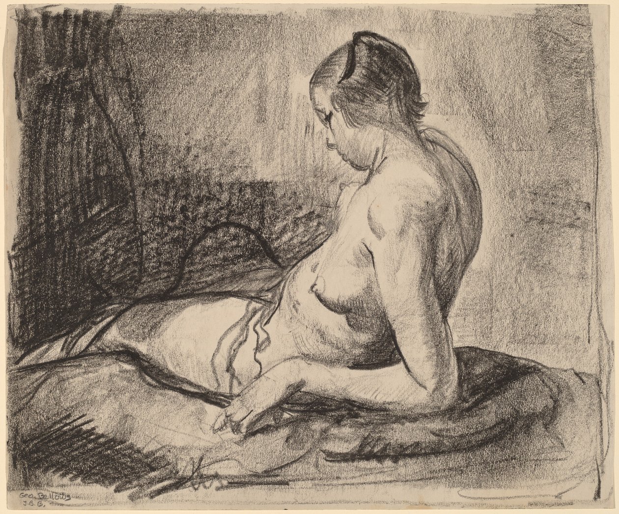 çıplak kız uzanmış by George Bellows