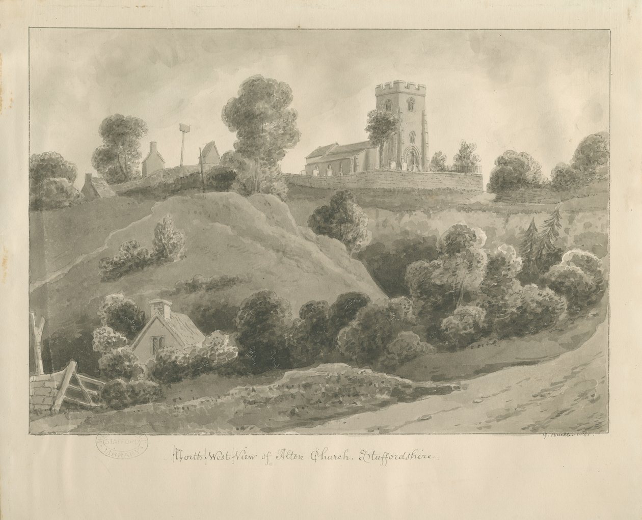 Alton Kilisesi: sepya çizimi, 1841 by George Buckler