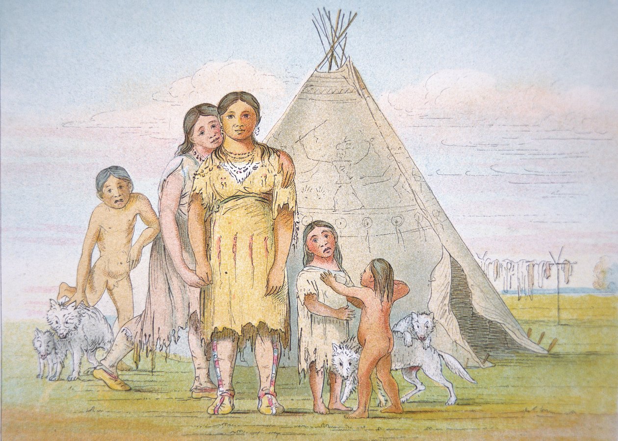 Teepeelerinin dışında bir Comanche ailesi by George Catlin