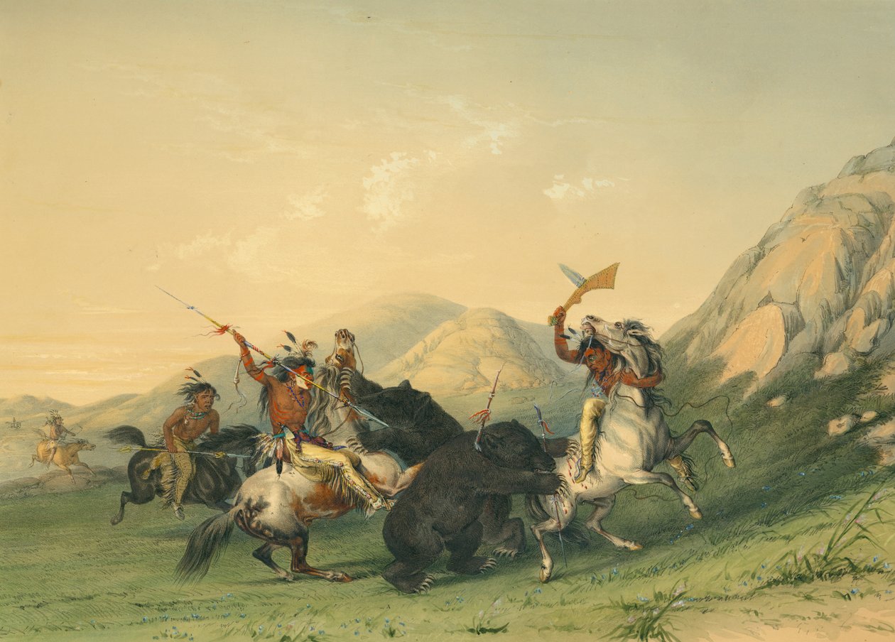 Boz Ayıya Saldırmak by George Catlin