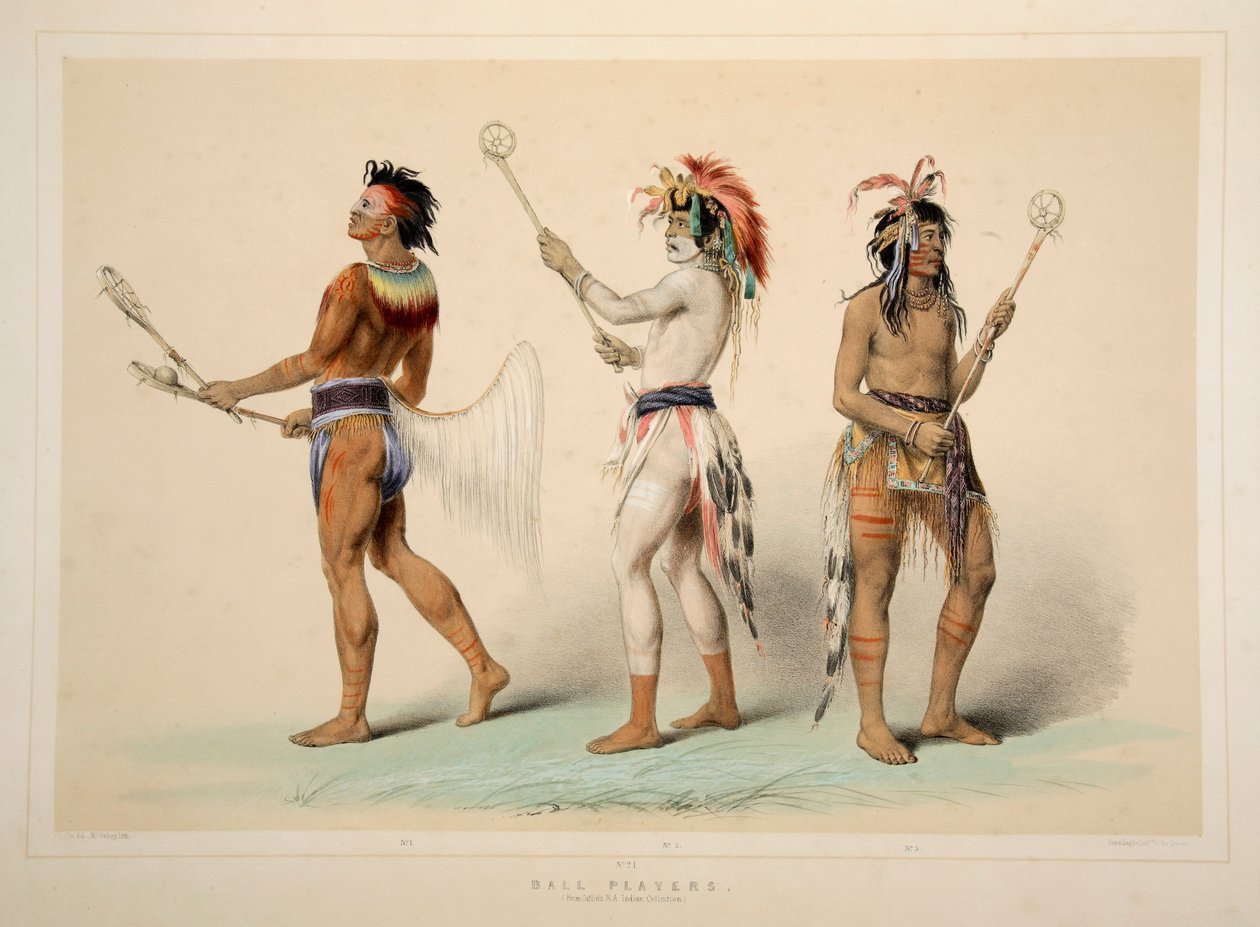 Top Oyuncular, pub. 1845 renkli litografi. by George Catlin