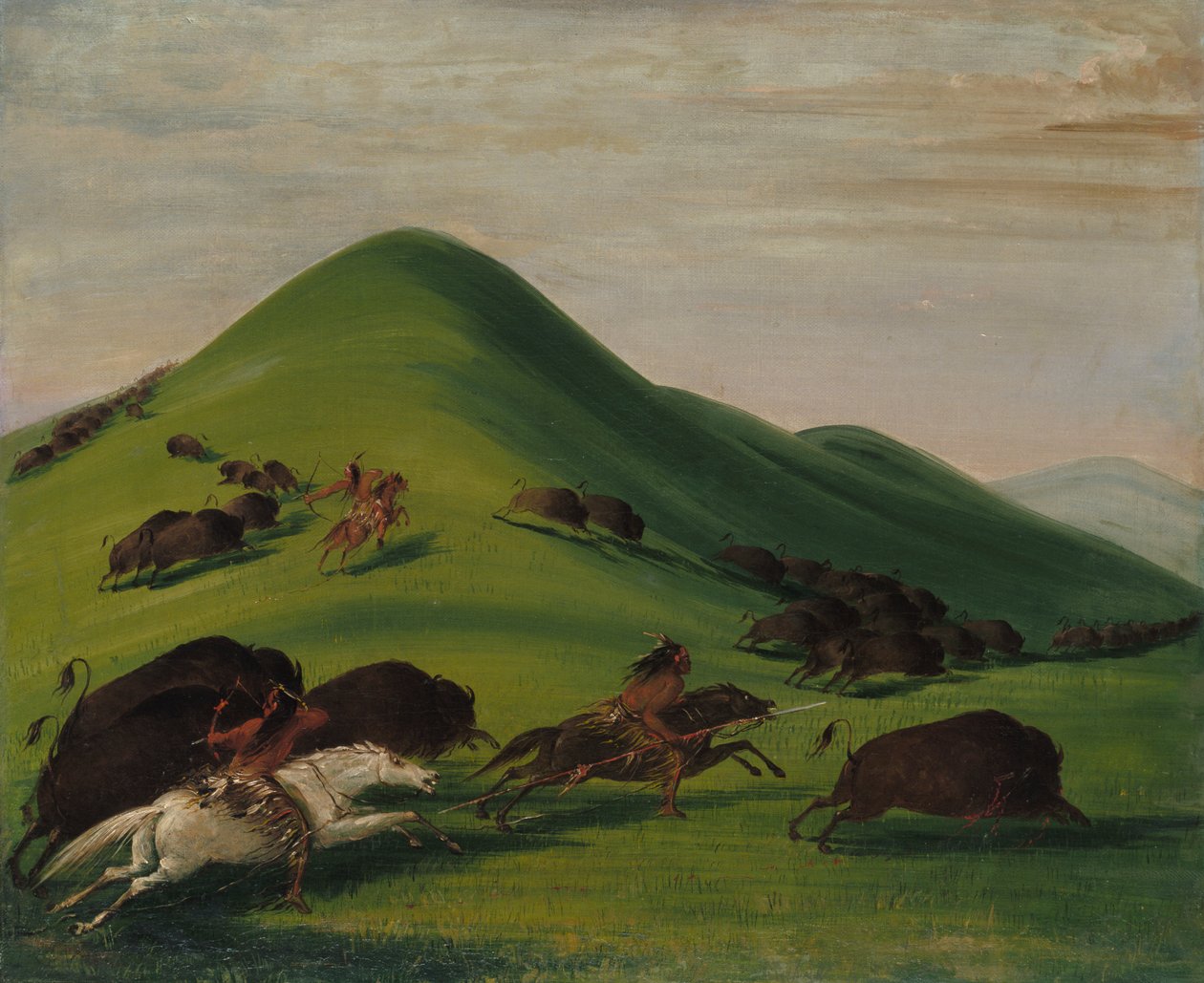 Prairie Bluffs üzerinde Buffalo Chase, 1832-1833. by George Catlin