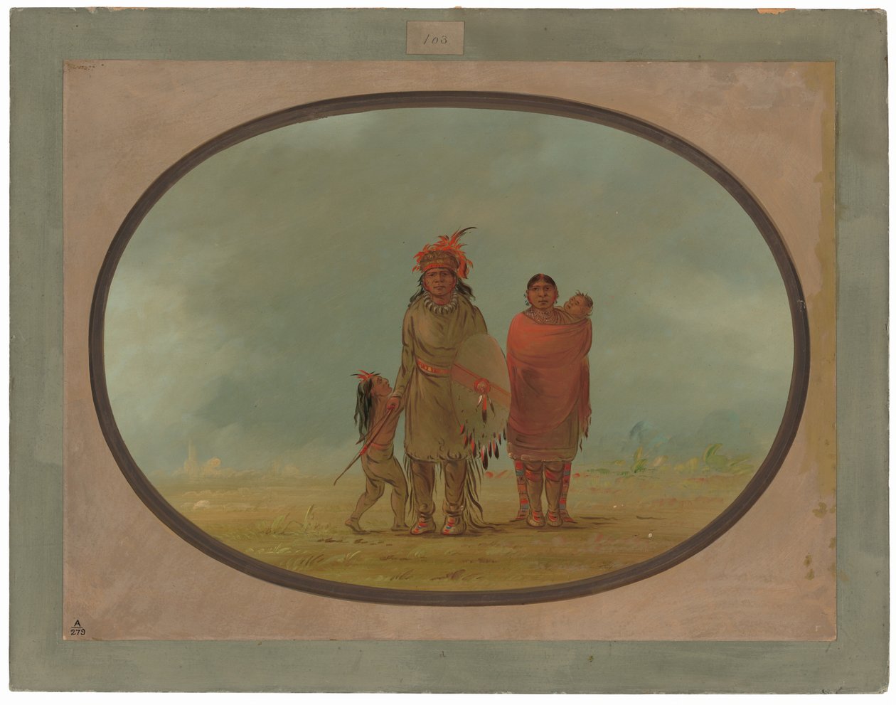 Bakır Şef, Karısı ve Çocukları by George Catlin