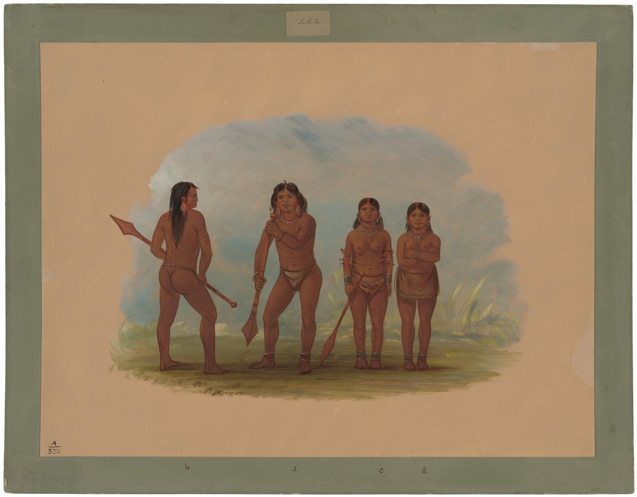 Dört Angustura Kızılderili by George Catlin
