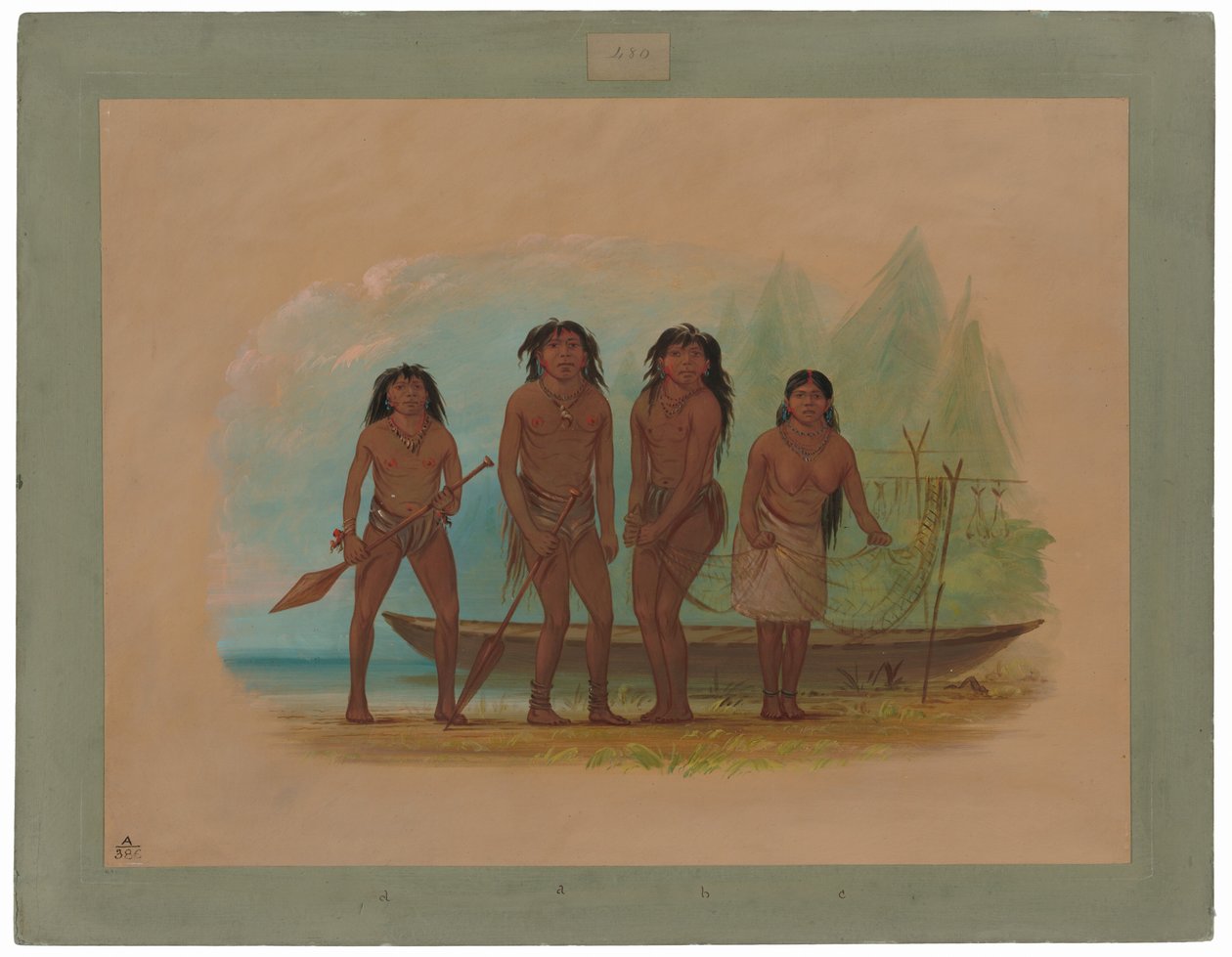 Dört Fuegian Kızılderili by George Catlin