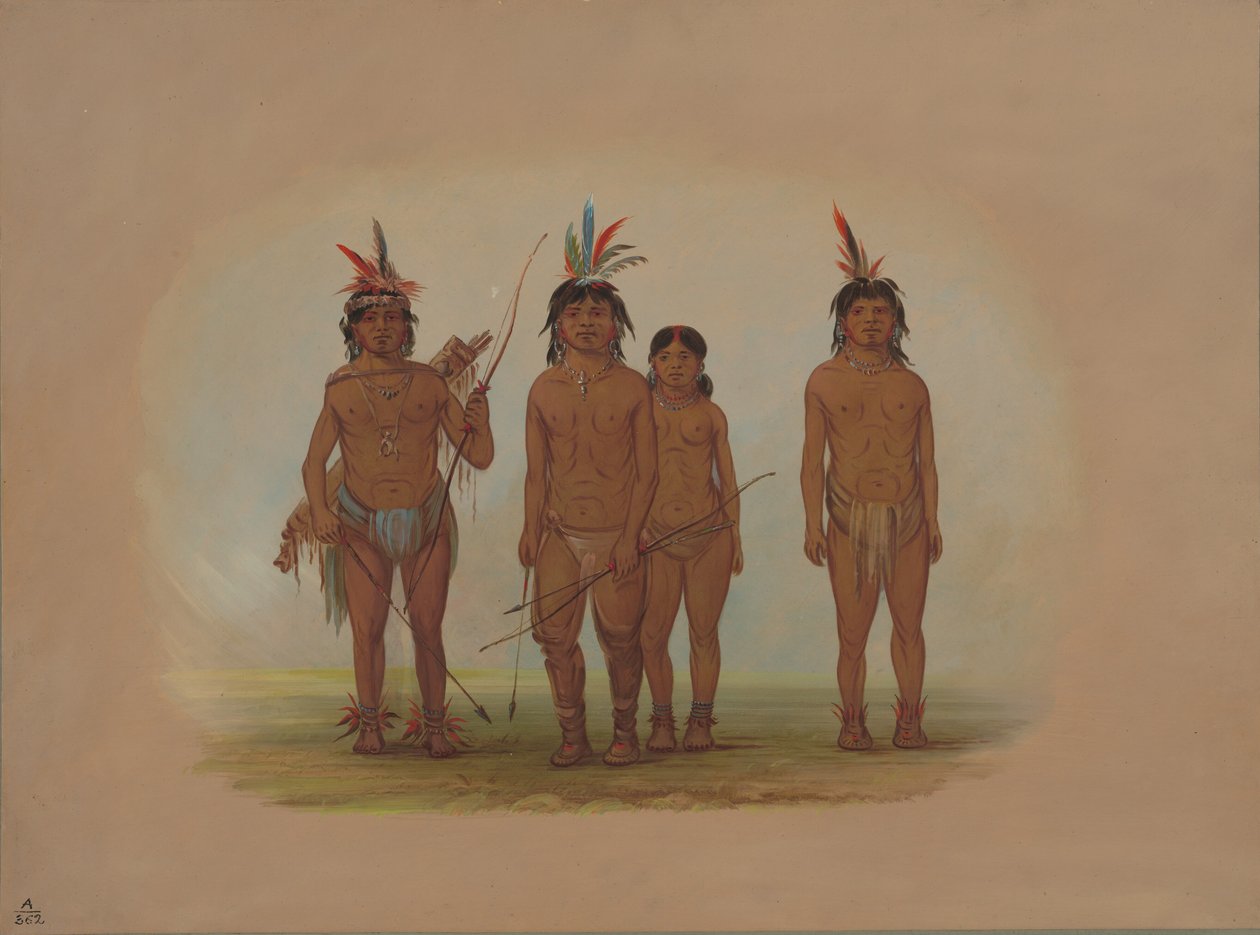 Dört Macouchi Kızılderilisi, 18541869. by George Catlin