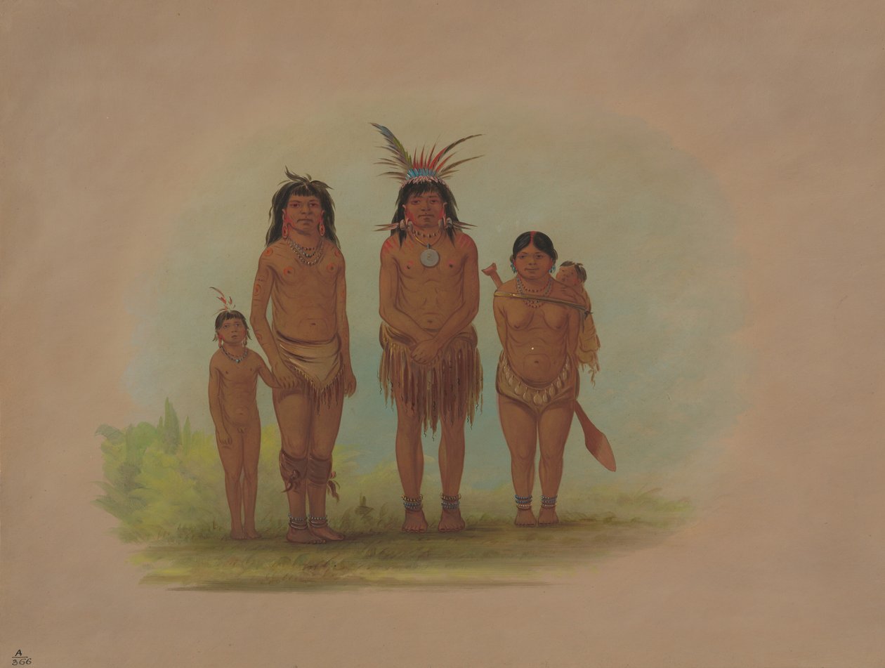 Dört Sepibo Kızılderilisi, 18541869. by George Catlin