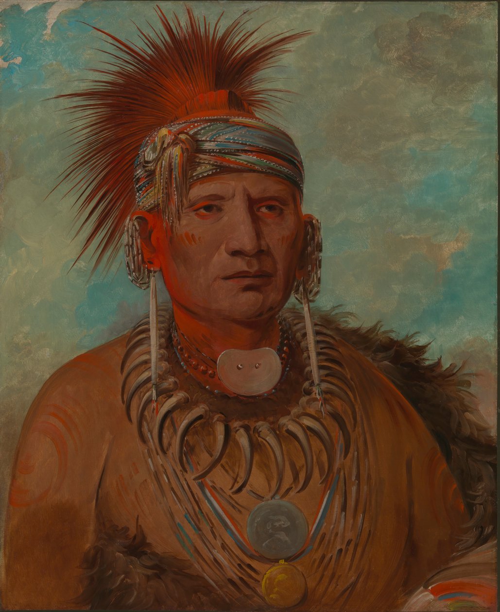 Neu-mon-ya, Yürüyen Yağmur, Savaş Şefi, 1844-1845. by George Catlin