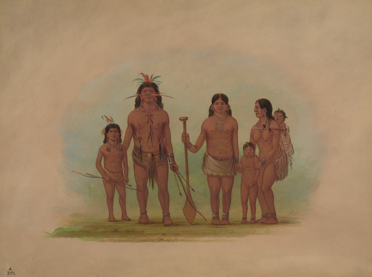 Orejona Şefi ve Ailesi, 18541869. by George Catlin