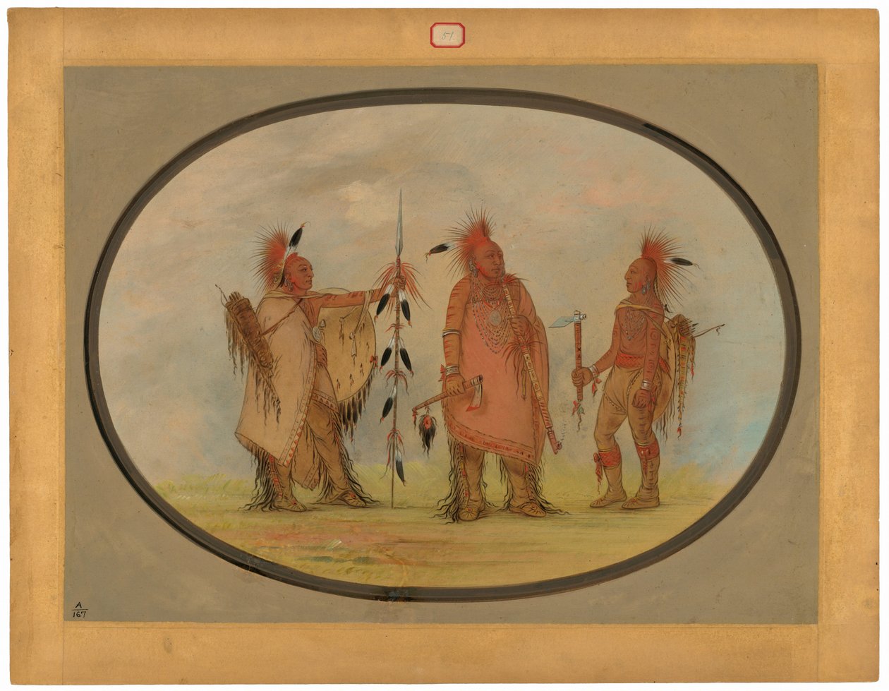 İki Savaşçı ile Osage Chief by George Catlin
