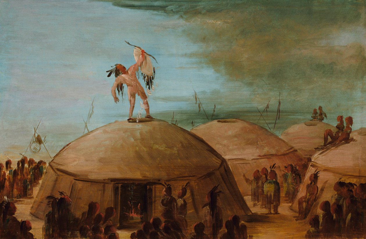Mandan, 1837-1839 arasında yağmur yağdırmak. by George Catlin