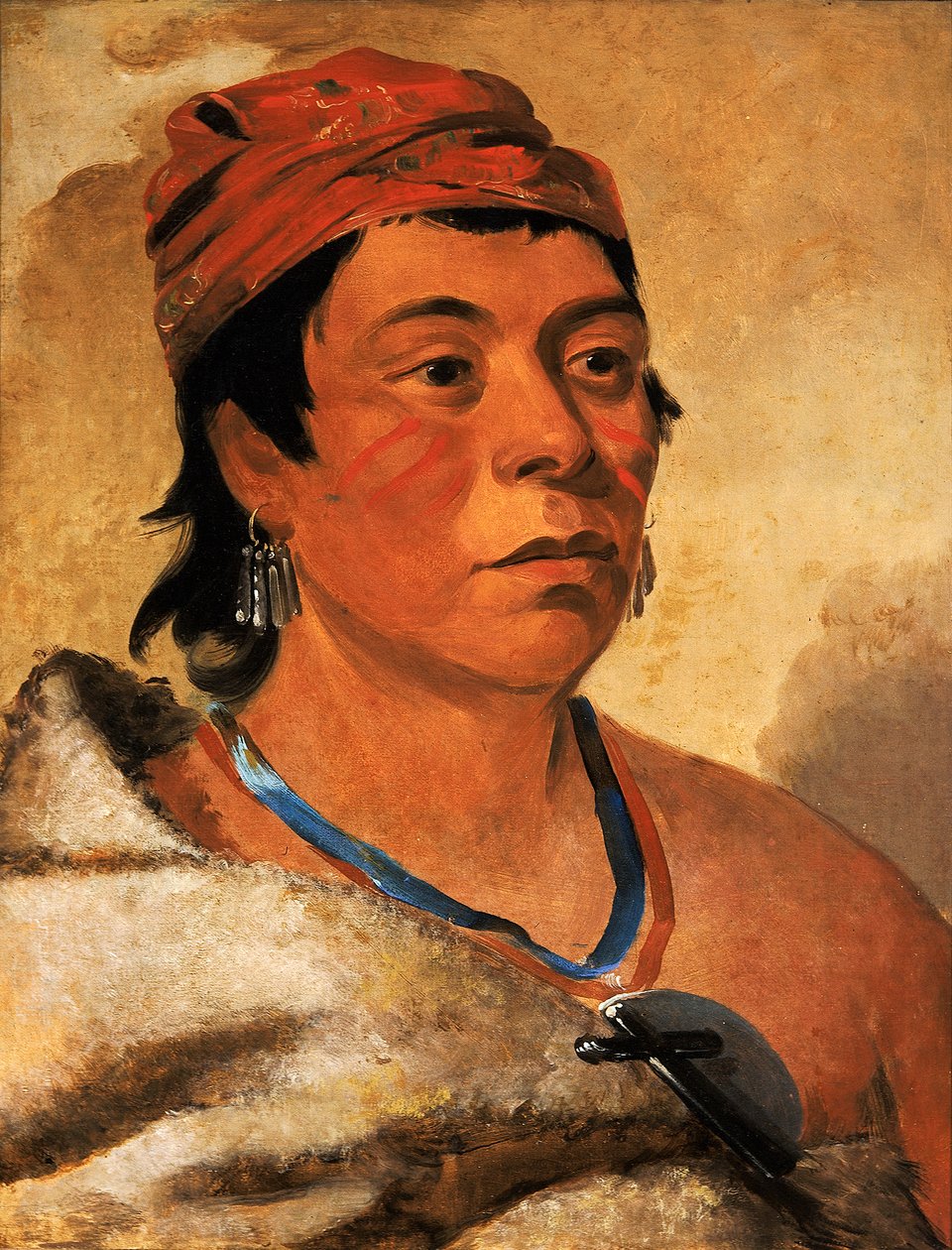 Yuvarlak Ada, Bir Savaşçı, 1831. by George Catlin