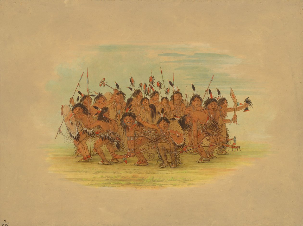 Saç Derisi Dansı - Sioux, 1861. by George Catlin