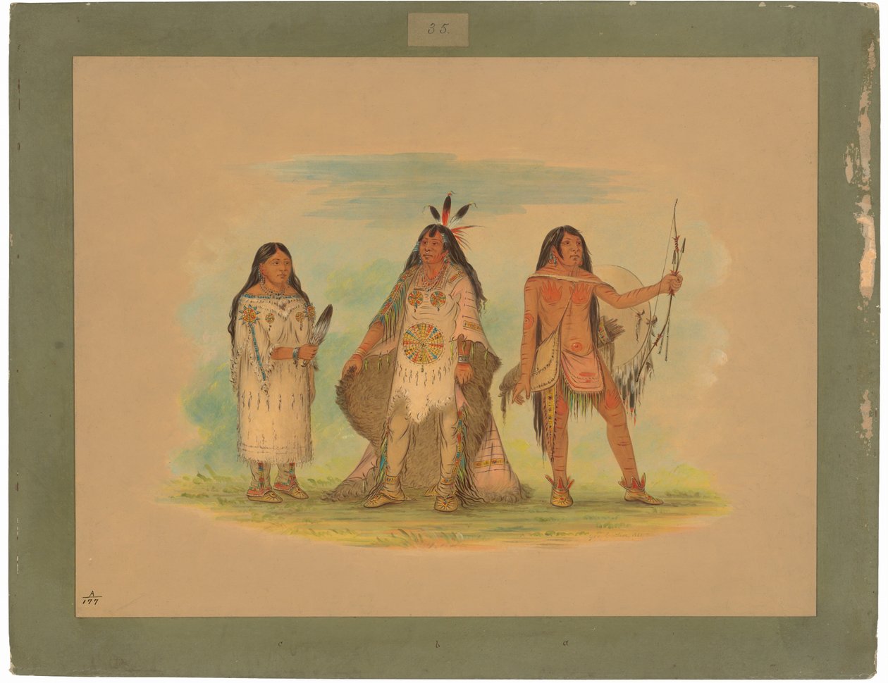 Üç Minatarree Kızılderilileri by George Catlin