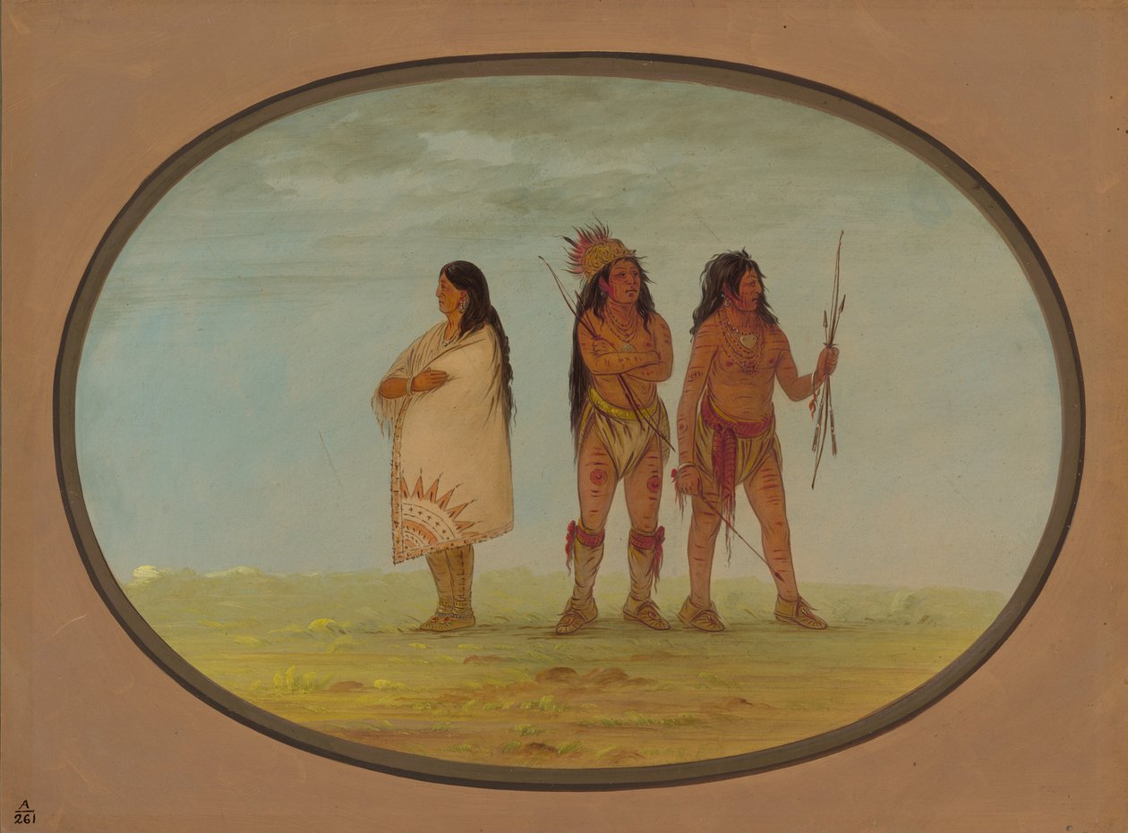 Üç Navaho Kızılderilisi, 19114. by George Catlin
