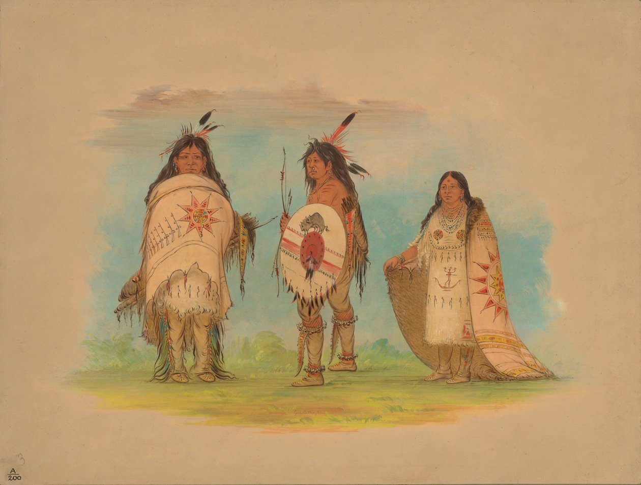 Üç Riccarree Kızılderilisi, 1861. by George Catlin
