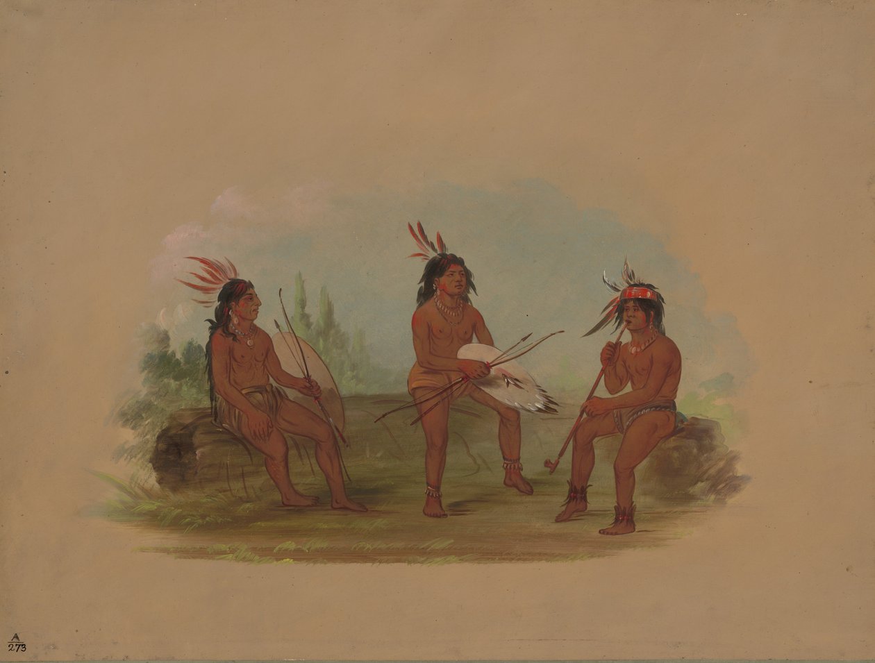 Üç Genç Chinook Adam, 18551869. by George Catlin