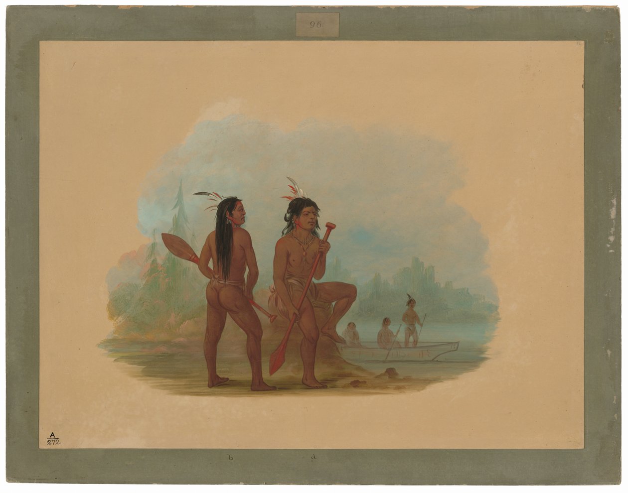 İki Genç Hyda Adamı by George Catlin