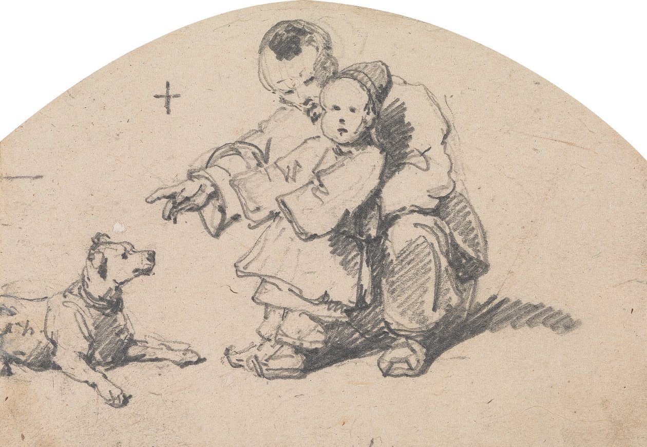 Çinli Baba ve Köpekli Çocuk by George Chinnery