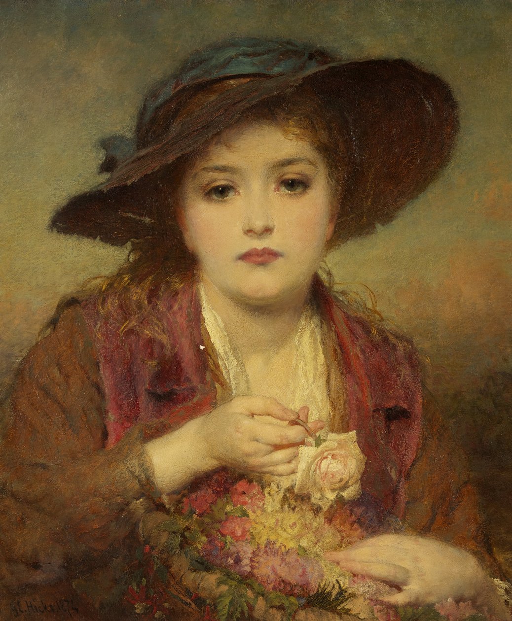 çiçek kız by George Elgar Hicks