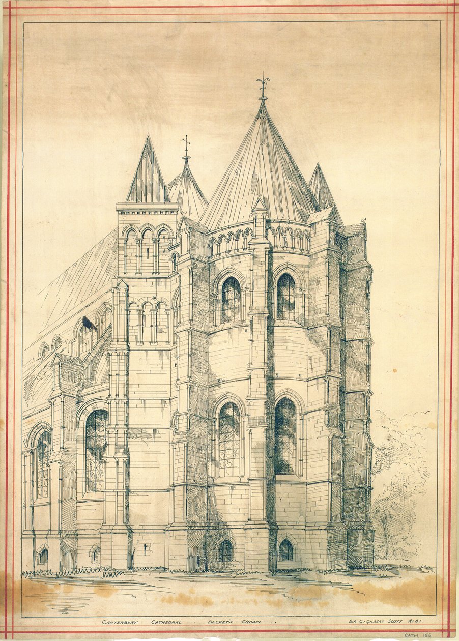 Eskiz, c.1860 (kağıt) by George Gilbert Scott