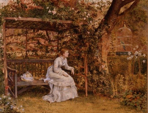 Leydi ve Papağanı by George Goodwin Kilburne