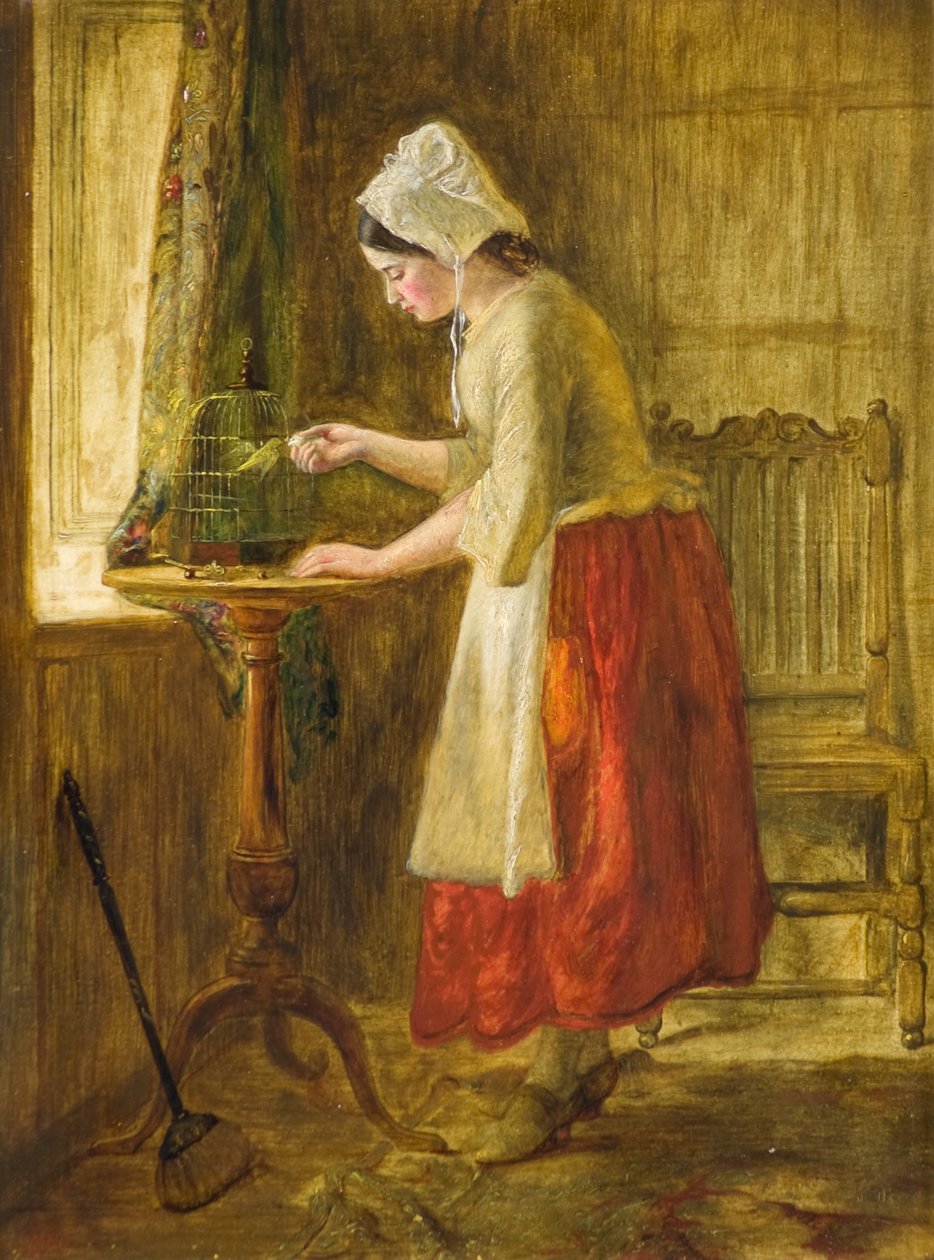 Kuşu beslemek (panelde yağ) by George Hay