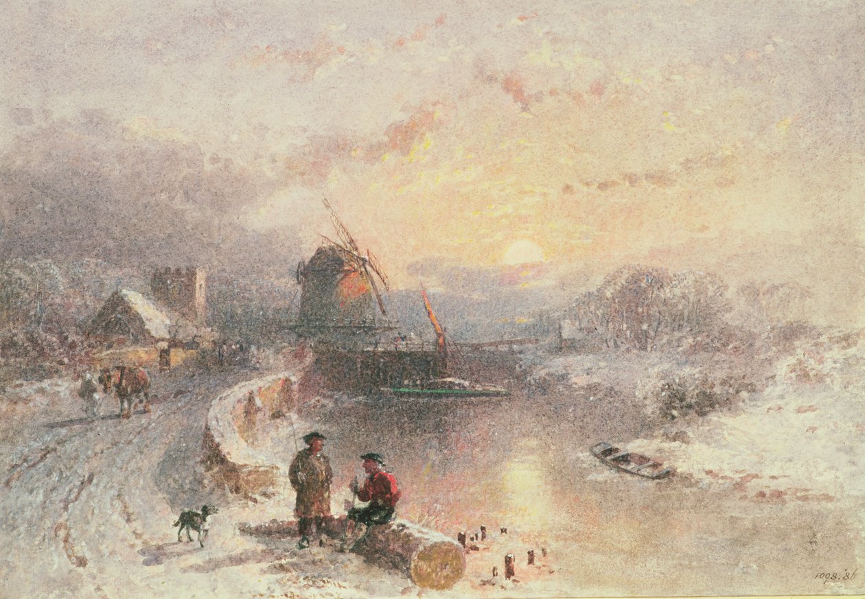 Kış Manzarası: Gün Batımı, 19. yüzyıl by George Haydock Dodgson