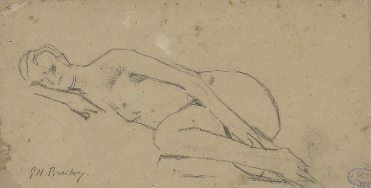 uzanmış çıplak kadın by George Hendrik Breitner