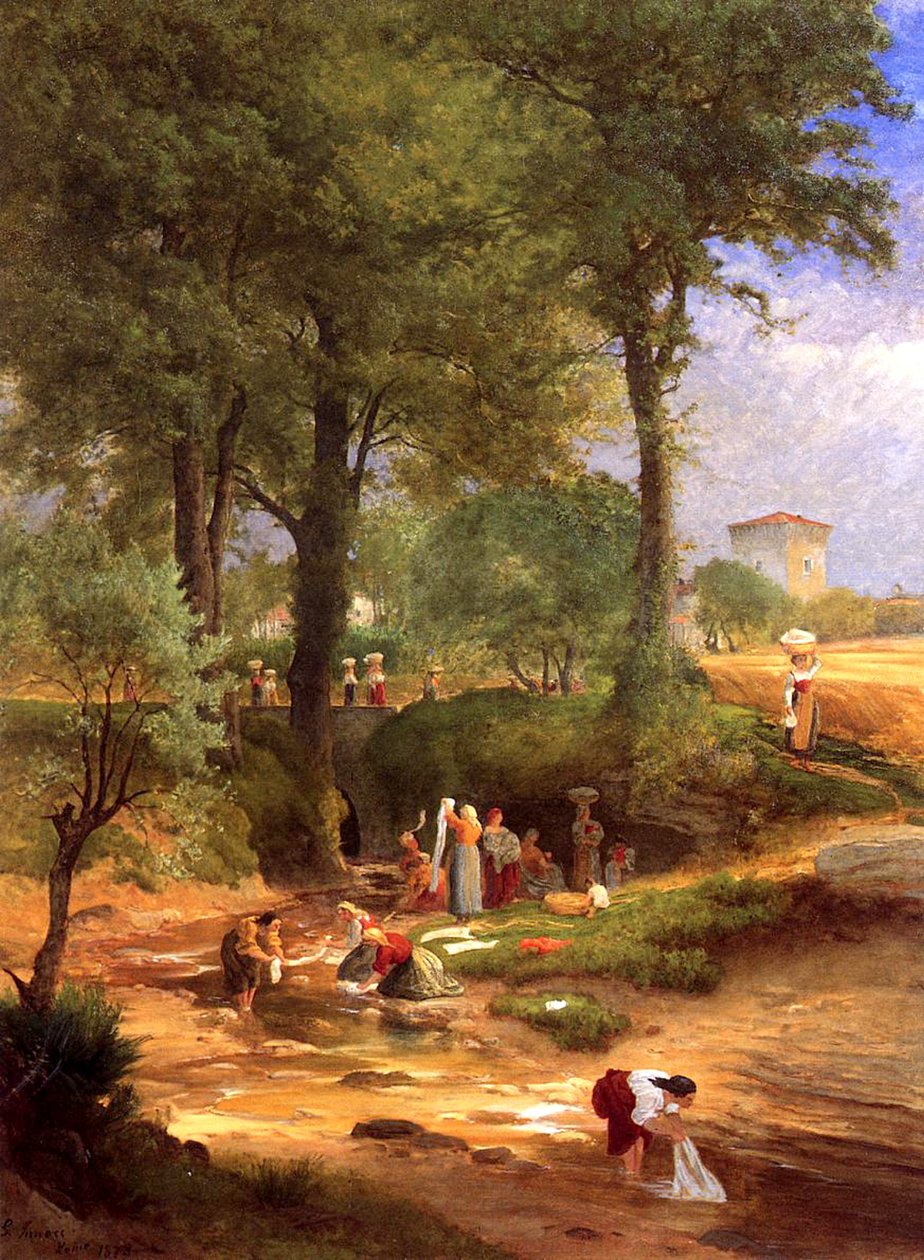 Perugia yakınlarındaki Yıkama Günü, İtalya, 1873 by George Inness