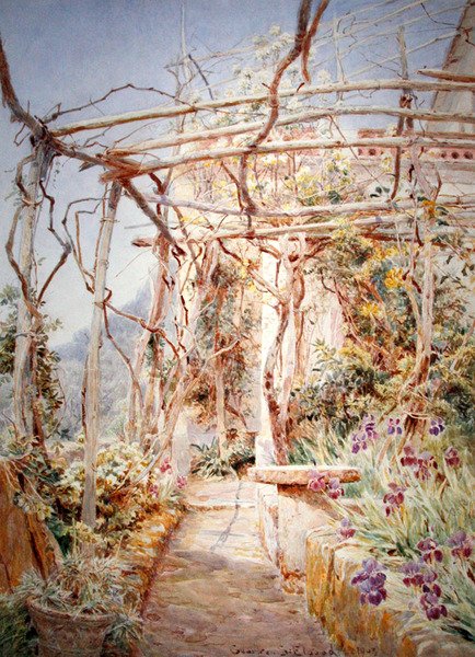 Pergola altında süsen by George Samuel Elgood