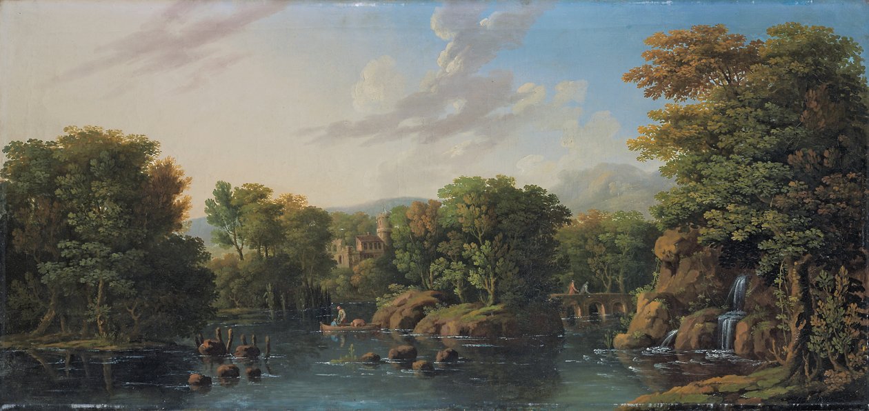 Ormanlık nehir manzarası by George the Elder Barret