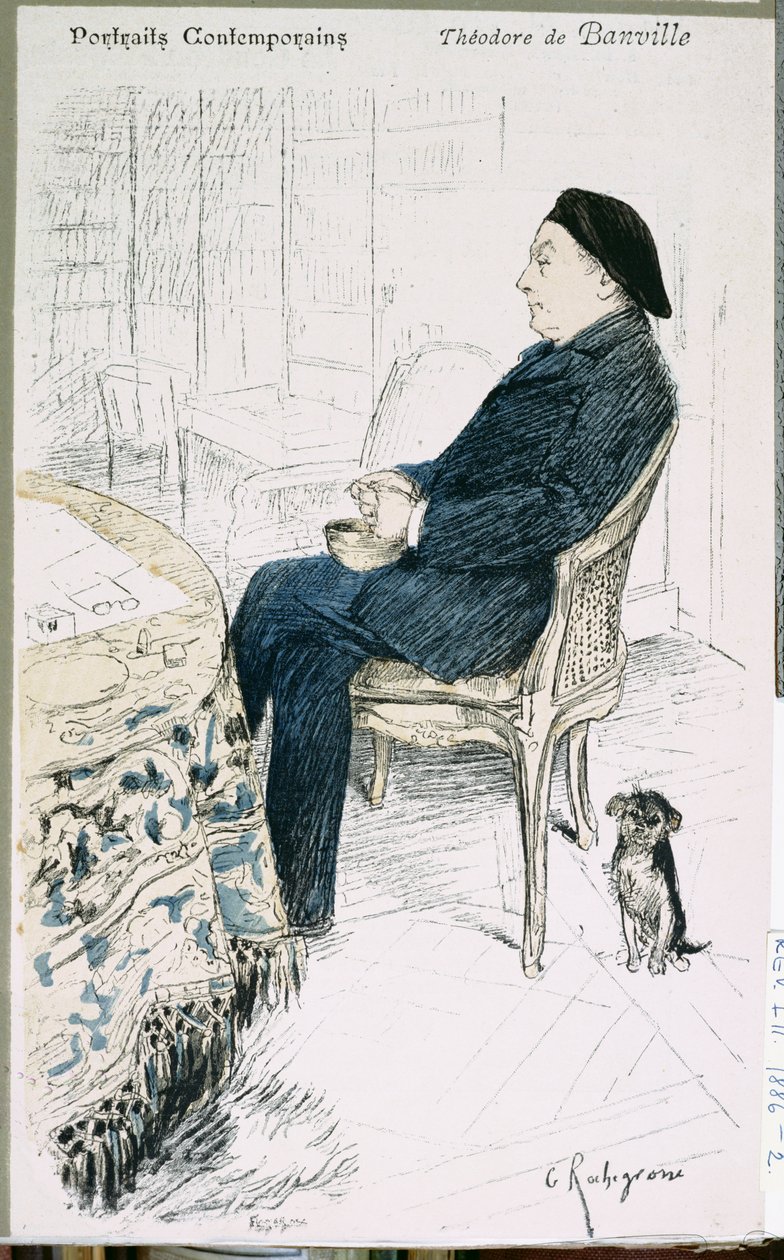 Theodore de Banville (1823-91), 'La Revue Illustree'den, 1886 (renkli gravür) by Georges Marie Rochegrosse