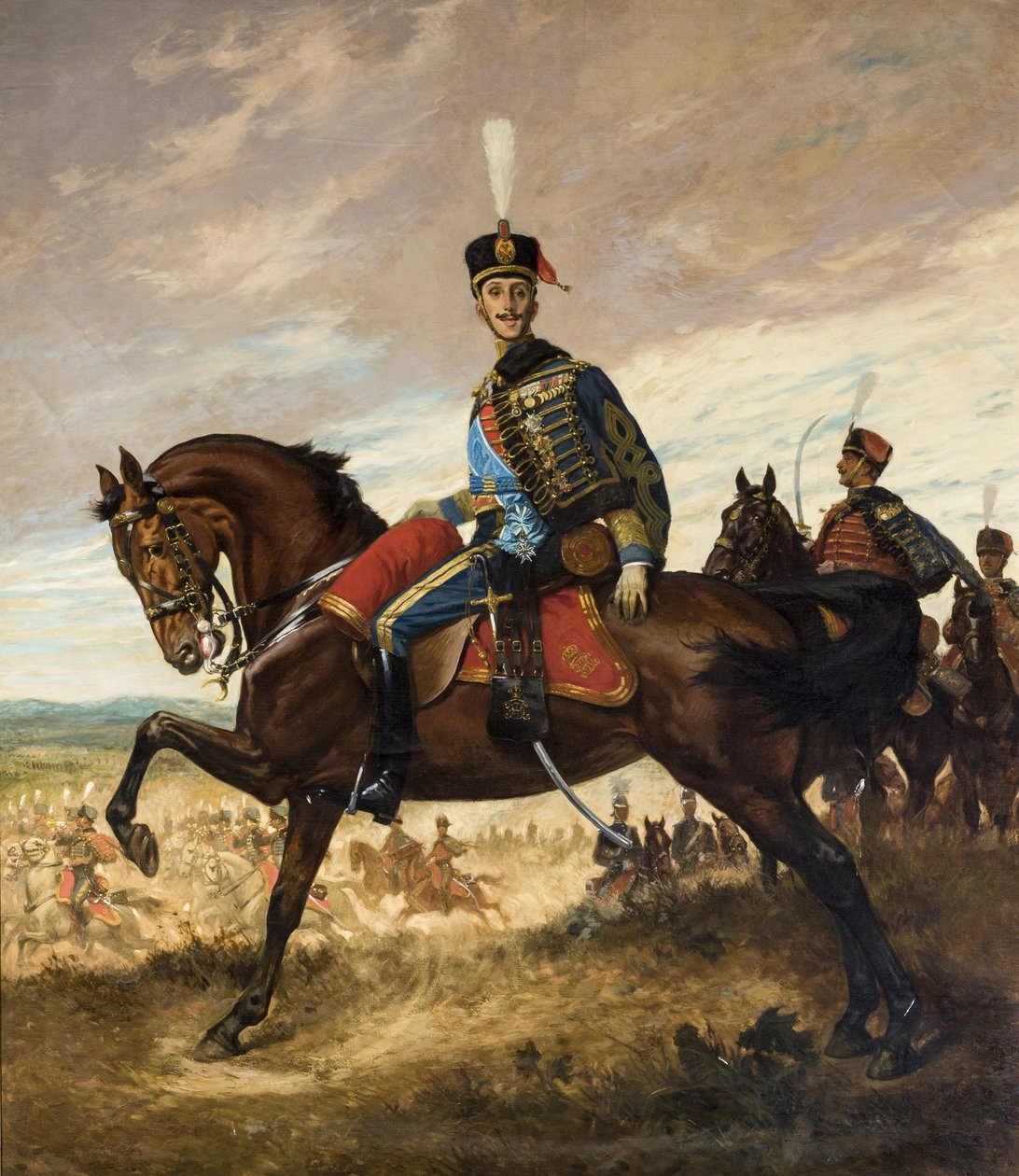 Hafif süvari eri üniformalı Alfonso XIII portresi by Georges Scott