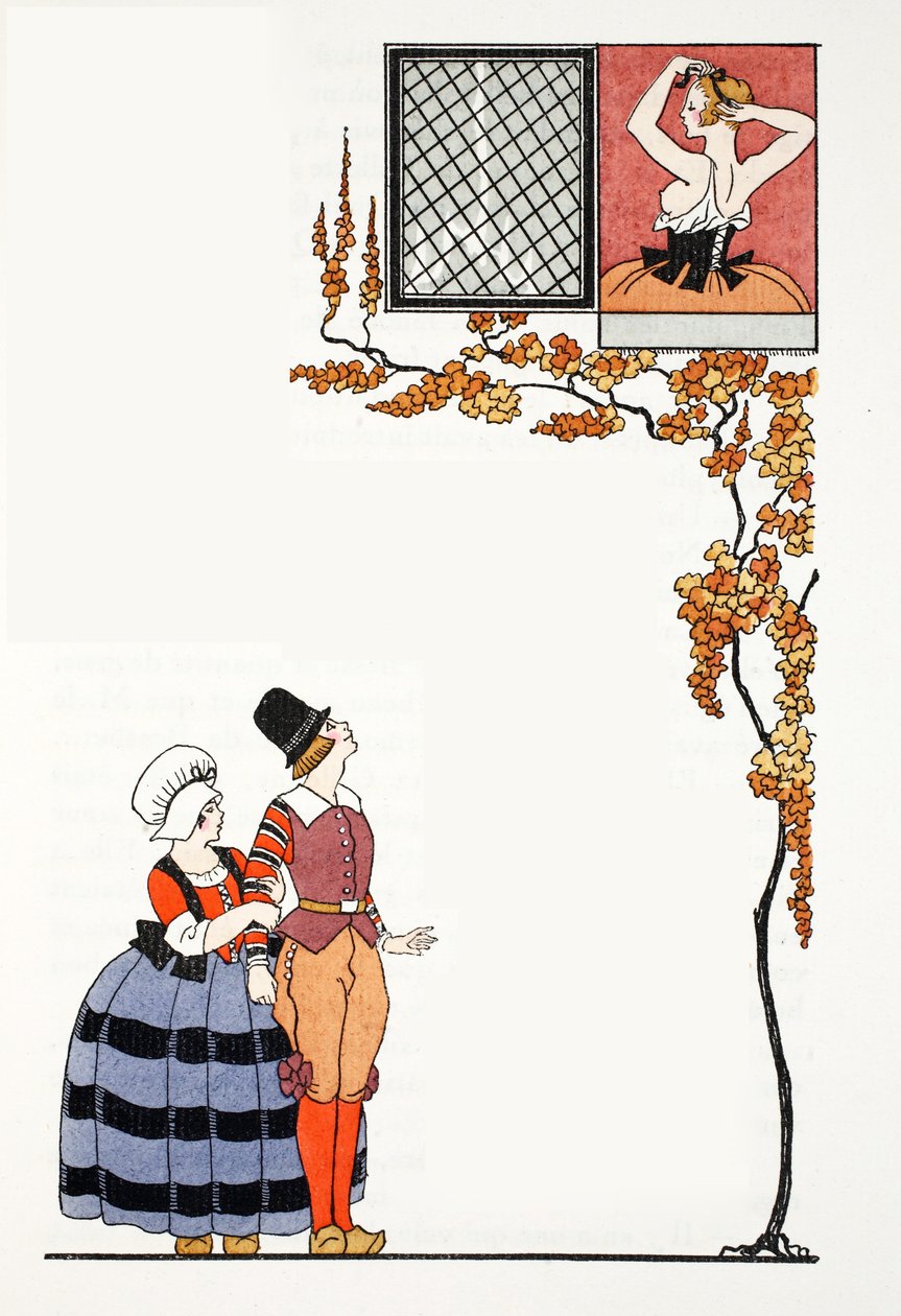 Uzaktan hayranlık (pochoir baskı) by Georges Barbier