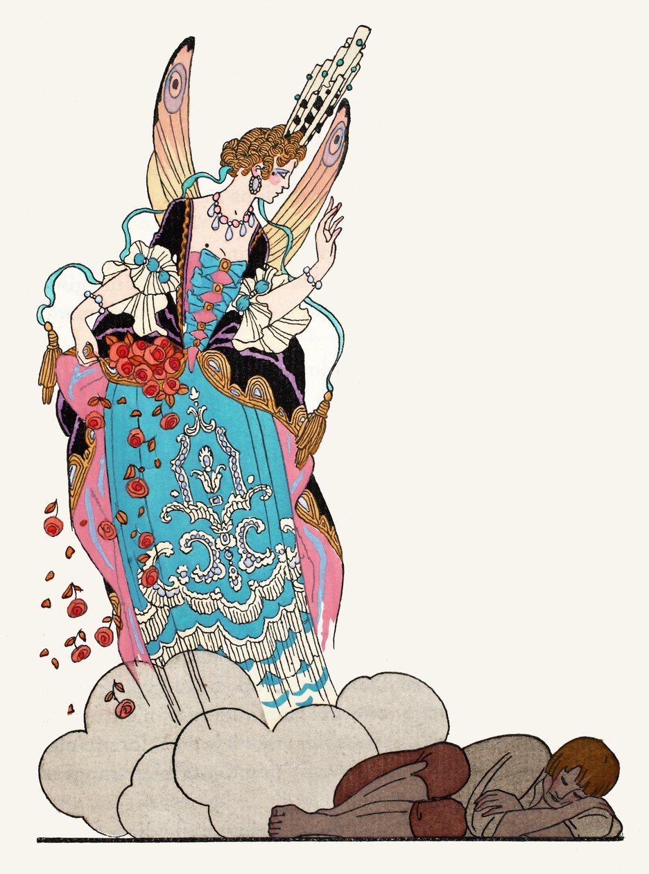 Peri Vaftiz annesi (pochoir baskı) by Georges Barbier