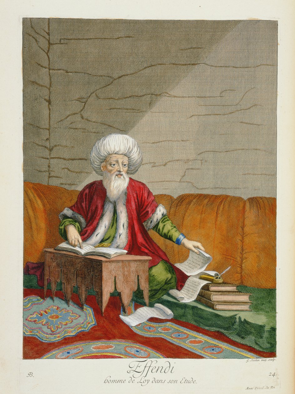 Bir Efendi, çalışma odasında hukuk adamı, 18. yüzyıl by Gerard Jean Baptiste Scotin