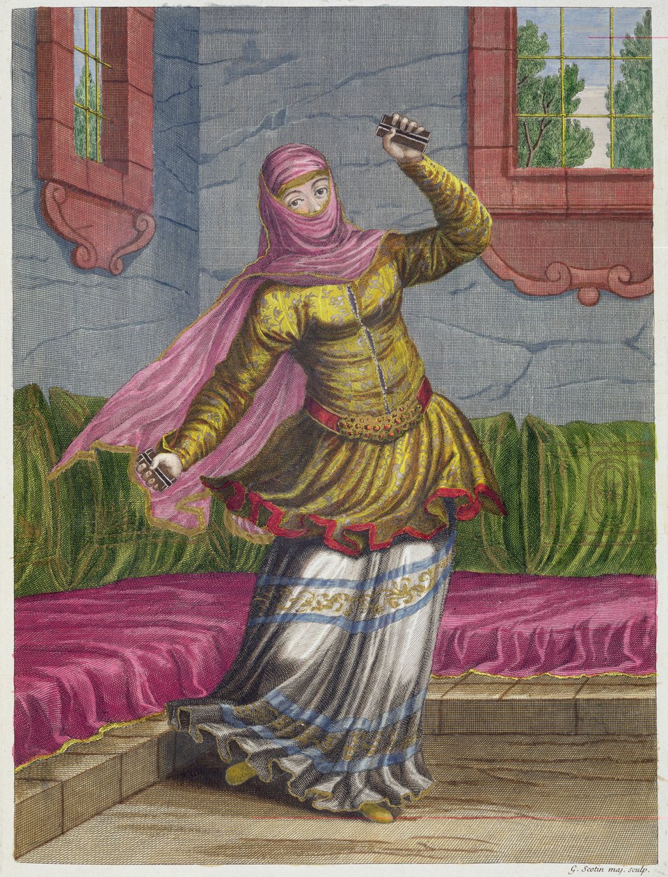 Tchinguis veya Türk dansçı, 18. yüzyıl by Gerard Jean Baptiste Scotin