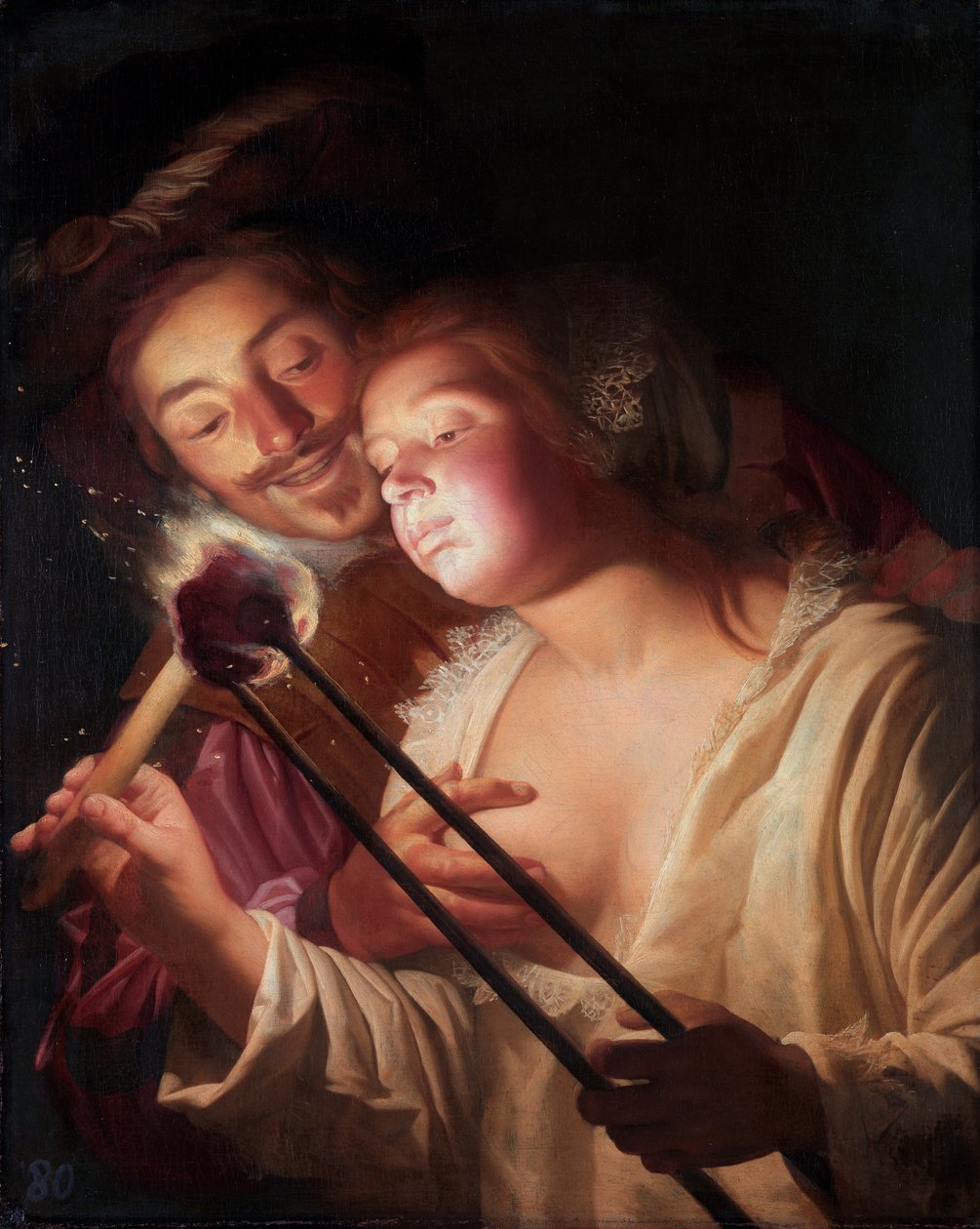asker ve kız by Gerrit van Honthorst