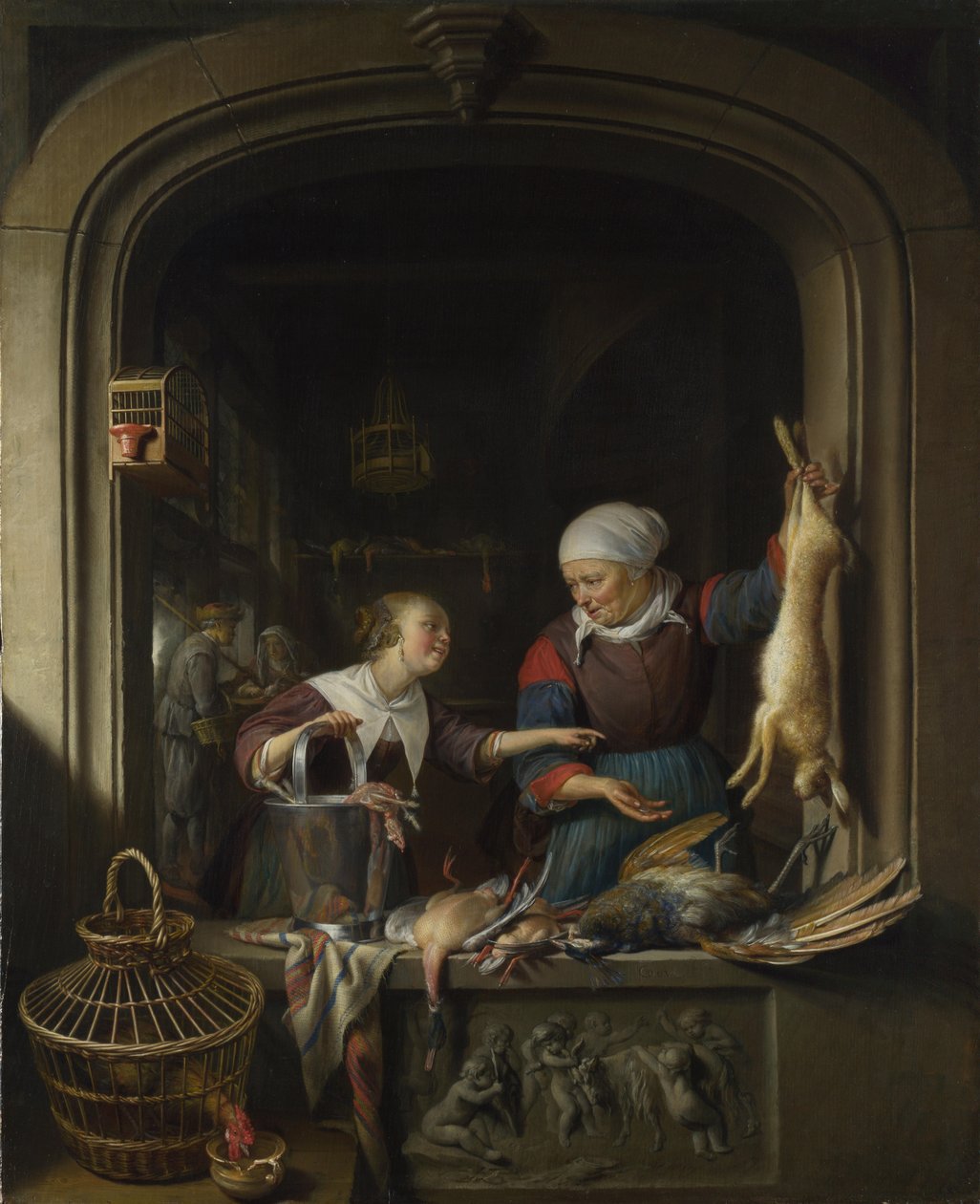 Bir Poulterers Mağazası, c. 1670 by Gerrit Dou